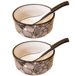 KunhaR Ceramic Serving Bowls, Soup Bowls – 260 ML, 2 Pieces with 2 Spoon