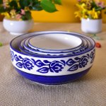 KunhaR Ceramic Mixing Bowls - 1500 Ml, 800 Ml, 600 Ml and 400 Ml, 4 Pieces, Blue