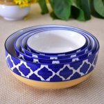 KunhaR Ceramic Mixing Bowls - 1500 Ml, 800 Ml, 600 Ml and 400 Ml, 4 Pieces, Yellow Blue