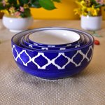 KunhaR Ceramic Mixing Bowls - 1500 Ml, 800 Ml, 600 Ml and 400 Ml, 4 Pieces, Blue