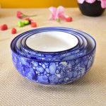 KunhaR Ceramic Mixing Bowls - 1500 Ml, 800 Ml, 600 Ml and 400 Ml, 4 Pieces, Blue Luster