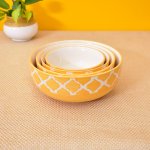 KunhaR Ceramic Mixing Bowls - 1500 Ml, 800 Ml, 600 Ml and 400 Ml, 4 Pieces, Yellow