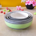 KunhaR Ceramic Mixing Bowls - 1500 Ml, 800 Ml, 600 Ml and 400 Ml, 4 Pieces, Green Grey