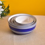 KunhaR Ceramic Mixing Bowls - 1500 Ml, 800 Ml, 600 Ml and 400 Ml, 4 Pieces, Grey Blue