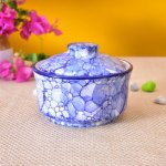 Kunhar Ceramic Donga With Lid, Ceramic Serving Donga, 270 Ml, 1 Piece, Blue Luster