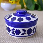 Kunhar Ceramic Donga With Lid, Ceramic Serving Donga, 270 Ml, 1 Piece, Dark Indigo