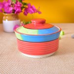 Kunhar Ceramic Donga With Lid, Ceramic Serving Donga, 270 Ml, 1 Piece, Pale Red