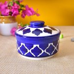 Kunhar Ceramic Donga With Lid, Ceramic Serving Donga, 270 Ml, 1 Piece, Blue