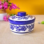 Kunhar Ceramic Donga With Lid, Ceramic Serving Donga, 270 Ml, 1 Piece, Persian Indigo