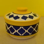 Kunhar Ceramic Donga with lid - 1000 ML, 1 Piece, Yellow Blue