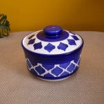 Kunhar Ceramic Donga with lid - 1000 ML, 1 Piece, Blue Chidi