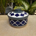 Kunhar Ceramic Donga with lid | Ceramic Bowl with lid - 450 ML, Grey Blue