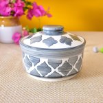 Kunhar Ceramic Donga with lid | Ceramic Bowl with lid - 450 ML, Grey