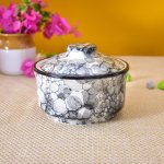 Kunhar Ceramic Donga with lid | Ceramic Bowl with lid - 450 ML, Black Luster