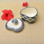 Kunhar Ceramic Butter Pot With lid, Ceramic Dry Fruit Jar - 350 ML, 1 Piece, Grey Chidi