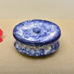 Kunhar Ceramic Donga With Lid, Ceramic Casserole Donga, Ceramic Serving Donga (6.8 Inch, 800 ML), Blue Luster