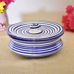 Kunhar Ceramic Donga With Lid, Ceramic Casserole Donga, Ceramic Serving Donga (6.8 Inch, 800 ML), Blue Ring Line