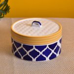 Kunhar Ceramic Donga with Lid, Ceramic Serving Donga - 700 ML, 1 Piece, Yellow Blue