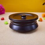 Kunhar Ceramic Donga With Lid, Ceramic Serving Donga - 500 ML, 1 Piece, Black Matte