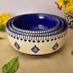 KunhaR Ceramic Mixing Bowls - 1500 ML, 800 ML And 600 ML, 3 Pieces, Dark Indigo Cashmere