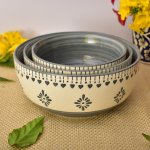 KunhaR Ceramic Mixing Bowls - 1500 ML, 800 ML And 600 ML, 3 Pieces, Grey Desert Sand