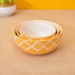 KunhaR Ceramic Mixing Bowls - 1500 ML, 800 ML And 600 ML, 3 Pieces, Yellow