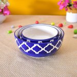 KunhaR Ceramic Mixing Bowls - 1500 ML, 800 ML And 600 ML, 3 Pieces, Blue