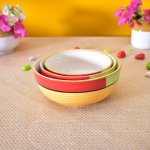 KunhaR Ceramic Mixing Bowls - 1500 ML, 800 ML And 600 ML, 3 Pieces, Yellow