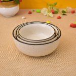 KunhaR Ceramic Mixing Bowls - 1500 ML, 800 ML And 600 ML, 3 Pieces, White Matt Black Border