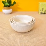 KunhaR Ceramic Mixing Bowls - 1500 ML, 800 ML And 600 ML, 3 Pieces, White Matt