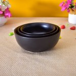 KunhaR Ceramic Mixing Bowls - 1500 ML, 800 ML And 600 ML, 3 Pieces, Black Matt