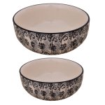 KunhaR Ceramic Mixing Bowls - 1500 ML and 800 ML, 2 Pieces, White Black