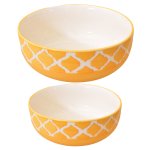 KunhaR Ceramic Mixing Bowls - 1500 ML and 800 ML, 2 Pieces, Yellow