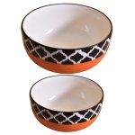 KunhaR Ceramic Mixing Bowls - 1500 ML and 800 ML, 2 Pieces, Red Chidi