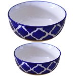 KunhaR Ceramic Mixing Bowls - 1500 ML and 800 ML, 2 Pieces, Yellow Blue Chidi