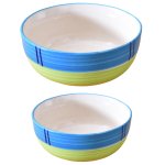 KunhaR Ceramic Mixing Bowls - 1500 ML and 800 ML, 2 Pieces, Green