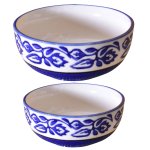 KunhaR Ceramic Mixing Bowls - 1500 ML and 800 ML, 2 Pieces, Blue