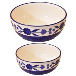 KunhaR Ceramic Mixing Bowls - 1500 ML and 800 ML, 2 Pieces, Blue