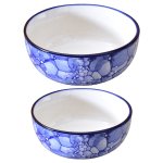 KunhaR Ceramic Mixing Bowls - 1500 ML and 800 ML, 2 Pieces, Blue Luster