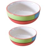 KunhaR Ceramic Mixing Bowls - 1500 ML and 800 ML, 2 Pieces, Red