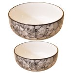 KunhaR Ceramic Mixing Bowls - 1500 ML and 800 ML, 2 Pieces, Black Luster