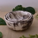 Kunhar Ceramic Mixing Bowls - 750 ML, 500 ML and 300 ML, 3 Pieces, Marble Color