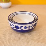 Kunhar Ceramic Mixing Bowls - 750 ML, 500 ML and 300 ML, 3 Pieces, Blue