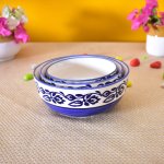 Kunhar Ceramic Mixing Bowls - 750 ML, 500 ML and 300 ML, 3 Pieces, Blue