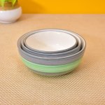 Kunhar Ceramic Mixing Bowls - 750 ML, 500 ML and 300 ML, 3 Pieces, Green Gray