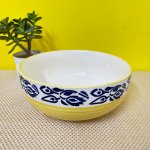 Kunhar Ceramic Bowl, Big Ceramic Bowl, Ceramic Serving Bowl, 1500 Ml, Blue Flower Yellow