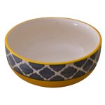 Kunhar Ceramic Bowl, Big Ceramic Bowl, Ceramic Serving Bowl, 1500 Ml, Yellow Grey