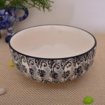 Kunhar Ceramic Bowl, Big Ceramic Bowl, Ceramic Serving Bowl, 1500 Ml, White Black