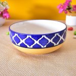 Kunhar Ceramic Bowl, Big Ceramic Bowl, Ceramic Serving Bowl, 1500 Ml, Yellow Blue