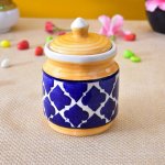 KunhaR Ceramic Multipurpose Jar, Ceramic Storage Jar - 600 Ml, 1 Piece, Yellow Blue